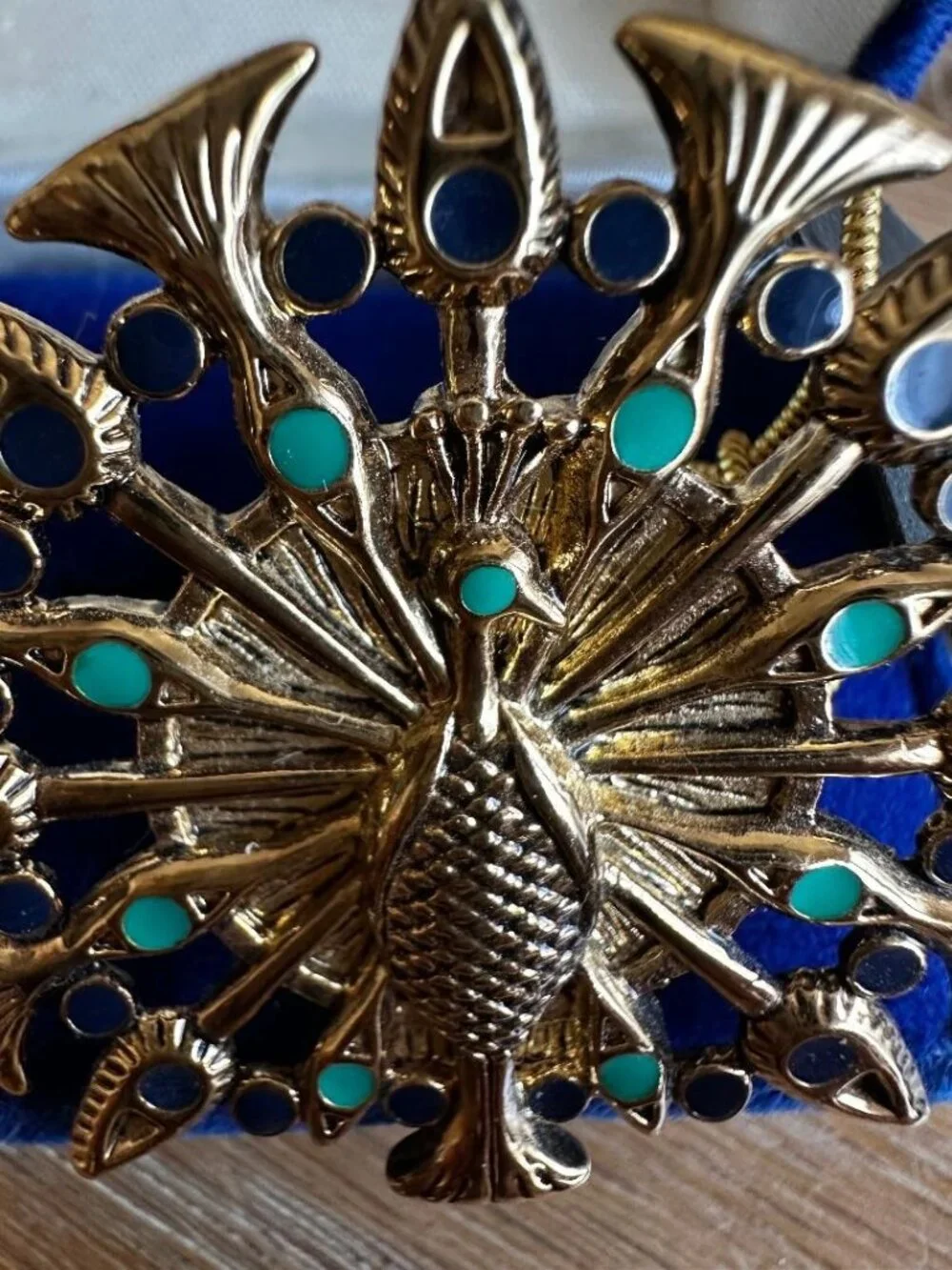 House of Harlow 1960 Gold-tone Enamel Statement Peacock Ring Sz 6